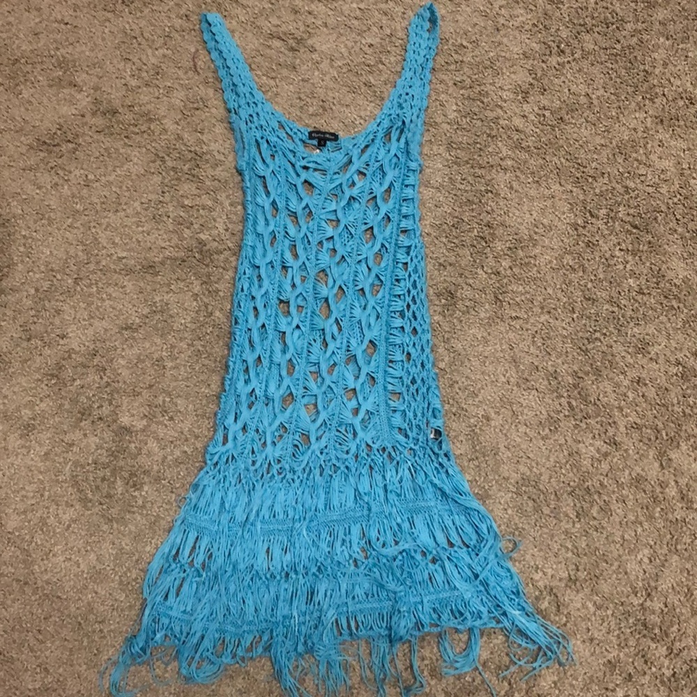 Light Blue Crochet Swim Coverup Dress